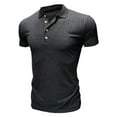 thumbnail image 2 of SWSMCLT Men's Ribbed Knit Summer Top Soft Fitted Stretch Short Sleeve T Shirt Casual Fashion Tshirt Cool Light Collared Polo Dark Grey X-Large, 2 of 4