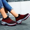 thumbnail image 4 of Womens Platform Sneakers Slip on Elastic Knit Mesh Sock Shoes Air Cushion Athletic Running Trekking Shoes Red Size 9.5, 4 of 7