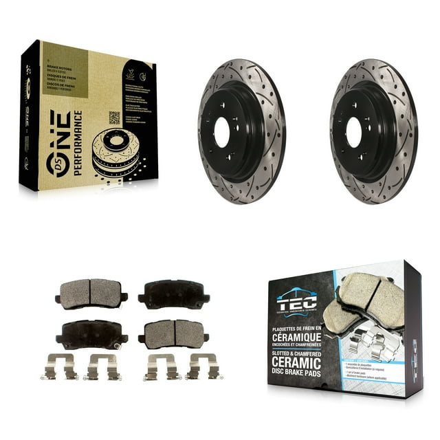 Transit Auto Rear Coated Drilled Slotted Disc Brake Rotors and Ceramic Pads Kit for Car 2015-2020 Acura TLX KDT-100564