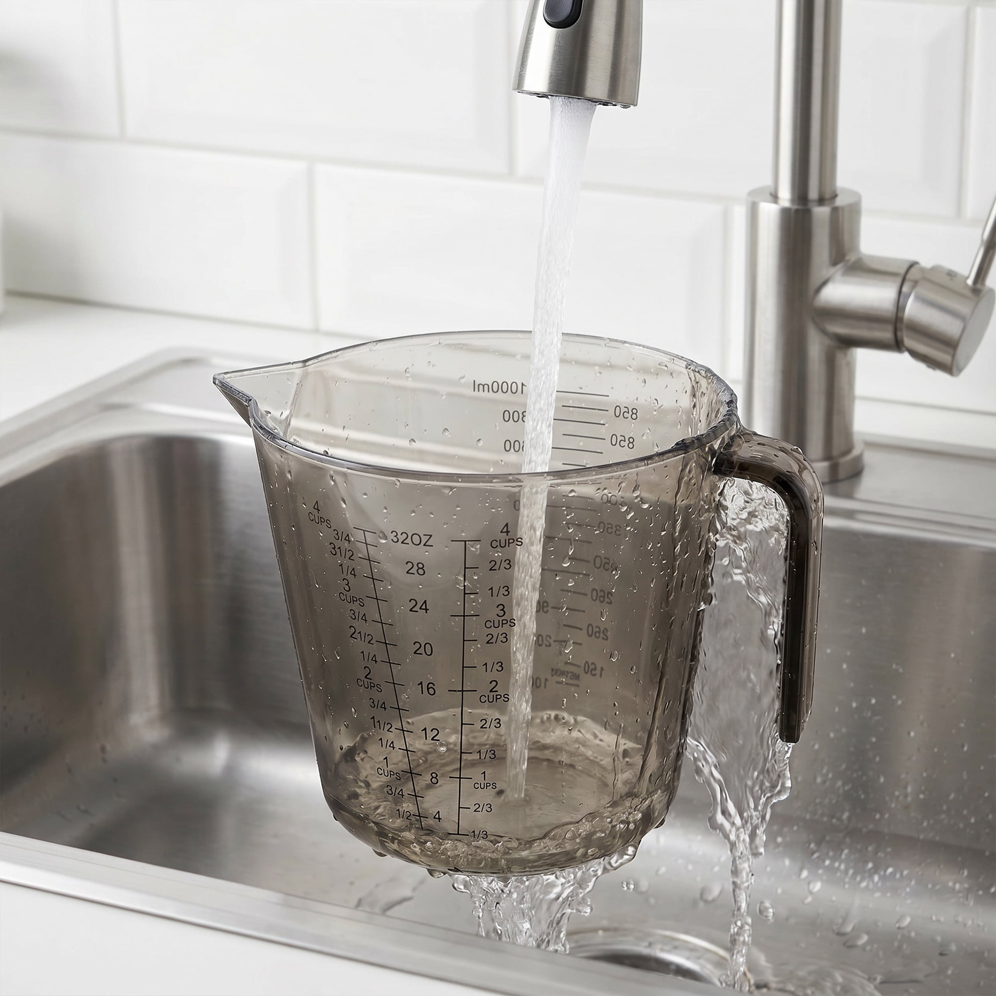 Unique Bargains 2Pcs PS Material Measuring Cup for Measuring Oil Water Gray 600ml/1000ml