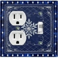 thumbnail image 1 of Metal Light Switch Plate Cover Blue Rhombus Snowflake Frame FRA044, 1 of 13
