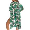 thumbnail image 4 of HELLHERO Tropical Leaf & Zebra Stripe Kimono Cover Up - Lightweight Breathable Beachwear for Women, Perfect for Pool, Resort & Vacation Getaways, 4 of 5
