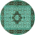 thumbnail image 1 of Ahgly Company Indoor Round Persian Turquoise Blue Traditional Area Rugs, 6' Round, 1 of 4