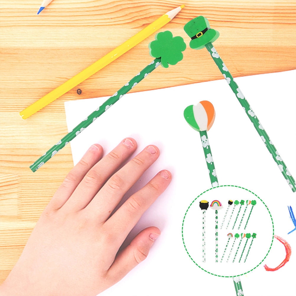 Worgeous 48 Pcs  Saint Patrick's Day Printing Pencils Portable Wood Pencils Student Pencils Convenient Pencils
