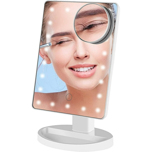 Miroir Éclairé, Miroir de Maquillage LED Grossissant 10X, Miroir LED,  Chargement USB et Batterie, Miroir de Maquillage à 180 °, Miroir  Grossissant Éclairé pour le Maquillage, Rasage 