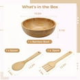 10'' Rounded Bamboo Salad Container Bowl with 2 Serving Spoon, Large