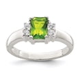 thumbnail image 4 of 925 Sterling Silver Lime Green and White Cubic Zirconia Ring Size 7, 4 of 5