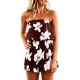 thumbnail image 3 of Gyexs Strapless Jumpsuits for Women Boho Floral Summer Casual Rompers 2026 Beach Vacation Clothes, Brown Size S, 3 of 5