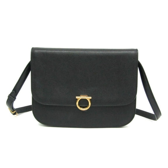Pre-Owned Salvatore Ferragamo EZ-21 O383 Women's Leather Shoulder Bag Black