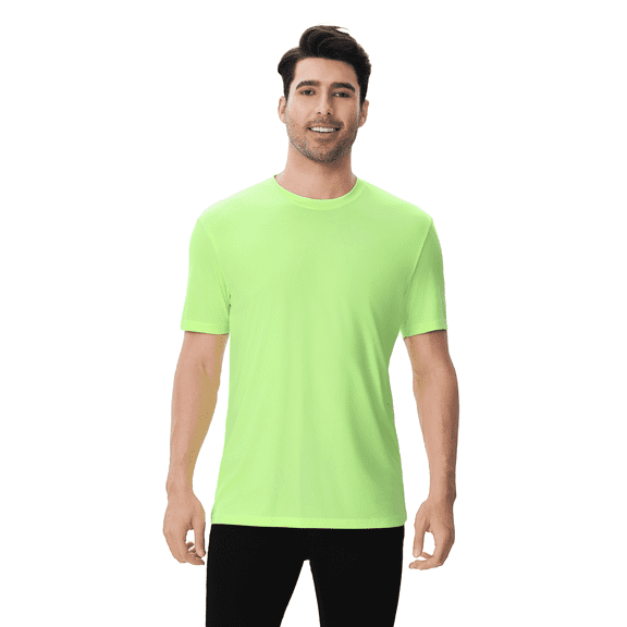 Zfeel Hi-Vis Safety T-Shirt for Men, UPF 50, Moisture-Wicking Dry Fit Work Shirt, Safety Neon Green, S