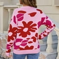 thumbnail image 5 of DailyTrove Women's Floral Print Knit Sweater, Long Sleeve, Casual Garden & Brunch Wear, Lightweight Wool Blend, Ruffled Hem, Plus Size Friendly, 5 of 5