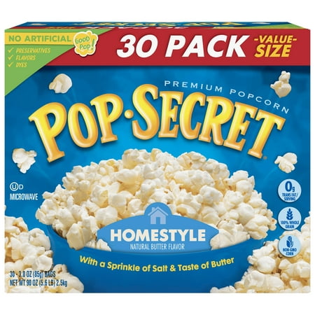 Pop Secret Microwave Popcorn, Homestyle, 3 Oz, 30 (The Best Popcorn Kernels)