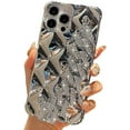 thumbnail image 2 of Designed for iPhone Case,Luxury Electroplated Rhombus with Sparkle Sparkly Hand Bracelet Camera Lens Protection Shockproof Protective Cover Phone Case (Gold,iPhone 12), 2 of 2