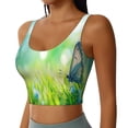 thumbnail image 2 of Picia green grass and butterfly Pattern Sports Bra for Women,Padded Strappy Sports Bras Medium Support Yoga Bra with Removable Cups,Running Yoga Bra-Large, 2 of 8