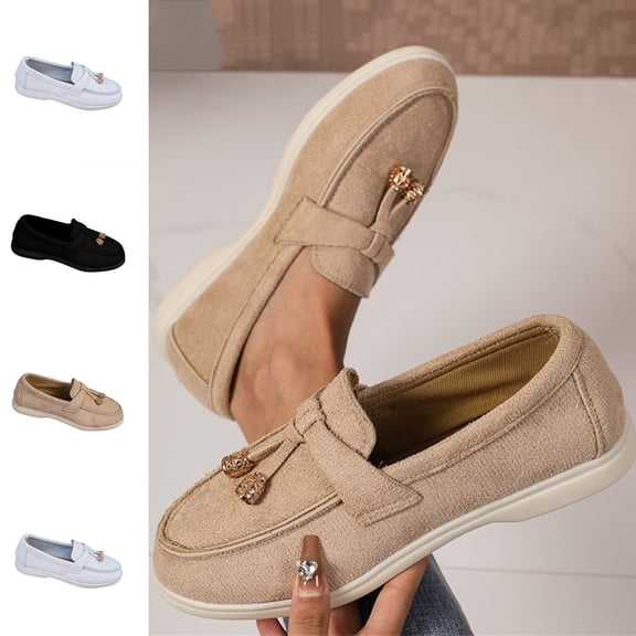 Crunowin Women's Loafers, Breathable Slip-On Comfortable Everyday Casual Low-Top Shoes White 9