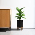 thumbnail image 3 of Veradek Mason Series Raised Demi 12" Plastic-Stone Planter with Stand - Black/Brown, 3 of 9