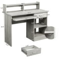 thumbnail image 5 of Ktaxon Gaming Desk with Keybroad Tray&Drawers, Computer Desk with Desktop Storage Rack& Adjustable Shelf Cabinet for Home Office, Gray, 5 of 9