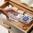 thumbnail image 4 of Yuarrent Cajón Caja de almacenamiento Apilable Papelería Organización Multiusos Cosméticos Joyería Organizador Bandeja Dormitorio Oficina Almacenamiento y organización del hogar Pequeña, 4 of 6
