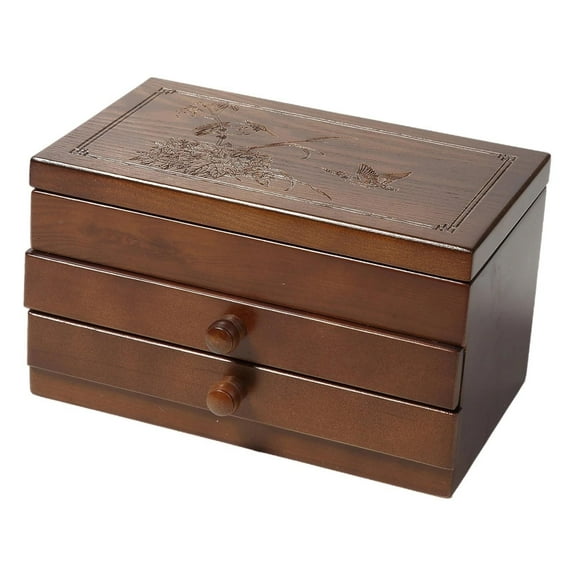 3 Tiers Wooden Jewelry Storage Box Watches Earrings Necklaces Rings Container With Drawer And Mirror Countertop Jewelry Storage