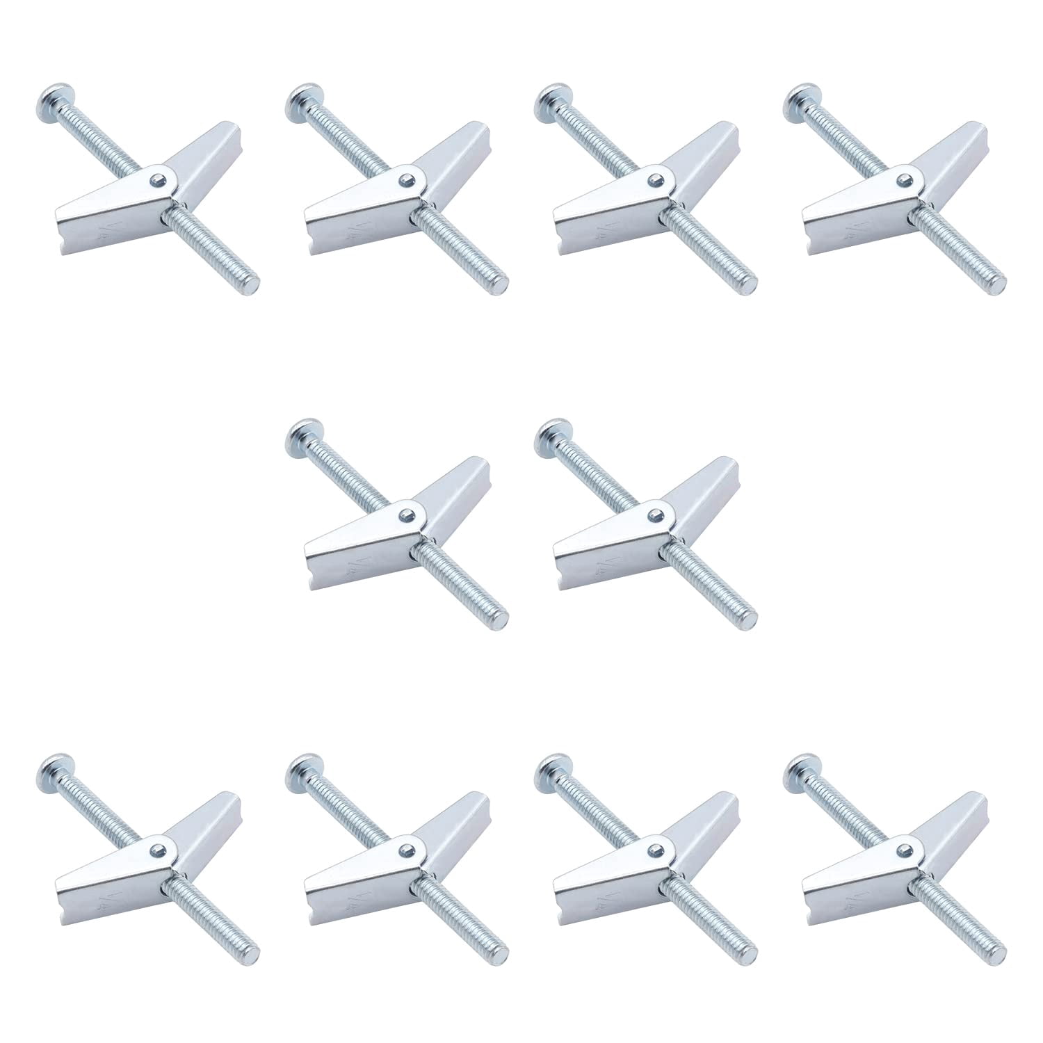 10 Pieces 1/4 Inch Toggle Anchors for Drywall, Anchor Bolts, Drywall Anchors, Screws with Anchors, Wall Anchors for Hanging Heavy Items on Drywall
