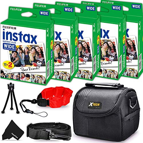 5 Pack FujiFilm Instax Wide Instant Film (100 Exposures) + Case