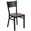 Flash Furniture HERCULES Series Black Grid Back Metal Restaurant Chair - Cherry Wood Seat