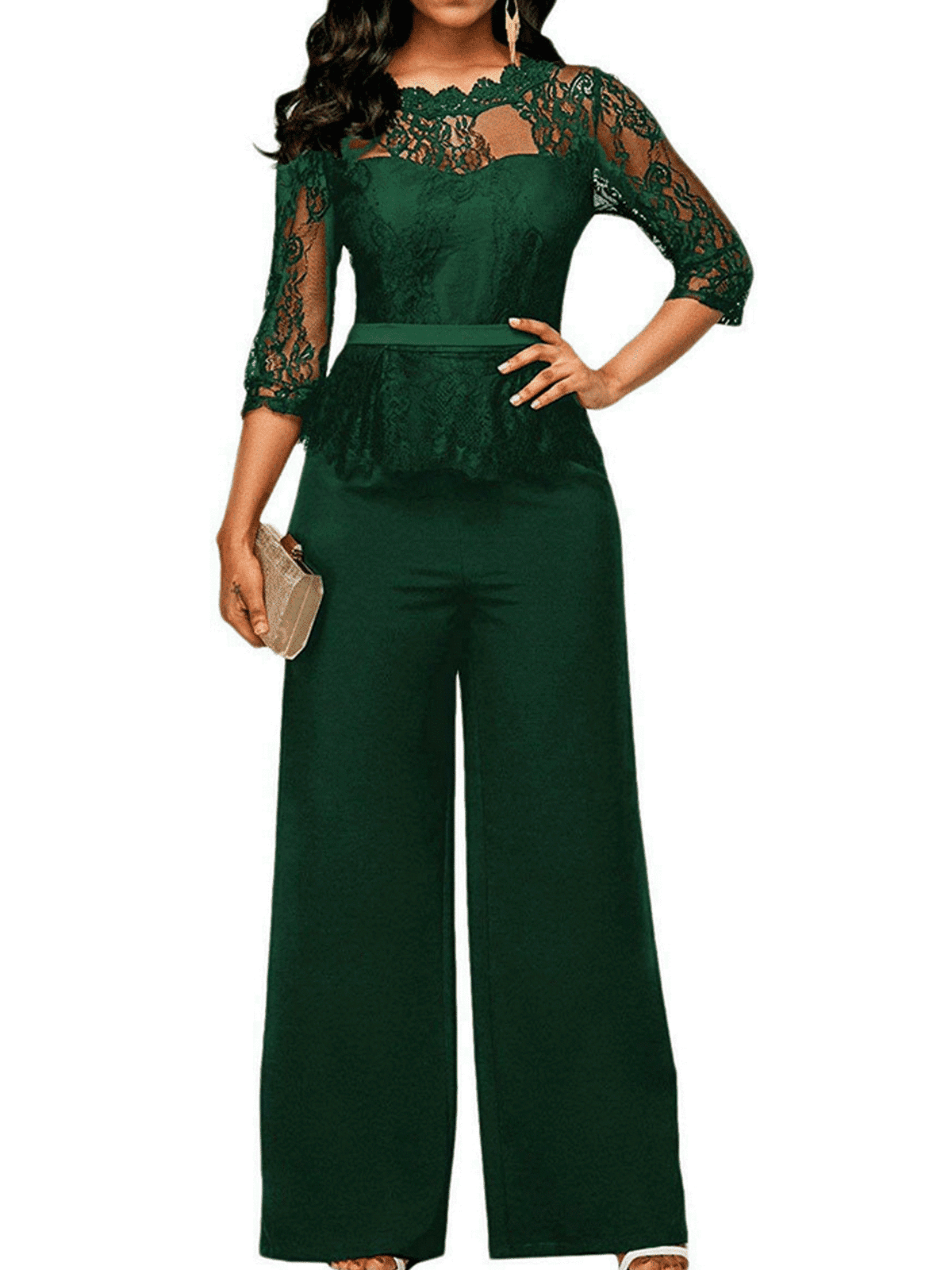 green lace playsuit