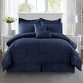 thumbnail image 1 of JML 10 Piece Bed in a Bag Quilted Diamond Comforter Set with Sheets, King, Navy, 1 of 5