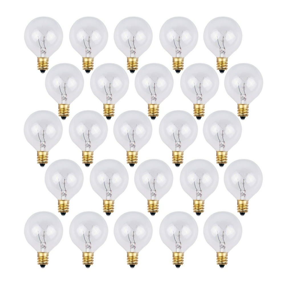 25 Pack Clear G40 Globe Light Bulbs For Patio String Lights Fits E12