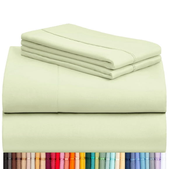 Juego de sábanas LuxClub Queen de 4 piezas con bolsillo profundo verde salvia