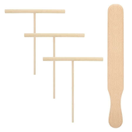 

TOPBATHY 4pcs Wooden Crepe Spatula Spreader Wooden Spatula Set Beechwood Pancake Tortilla Maker Tools