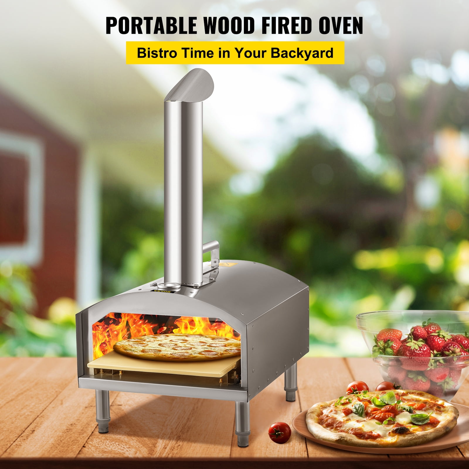 VEVOR Wood Fired Oven 12,Outdoor Pizza Oven with Foldable Legs,Stainless  Steel Pizza Maker 932? Max Temperature,Wood Pellets Burning Pizza Oven with  Accessories for Outside,Garden,Courtyard Cooking. | Walmart Canada