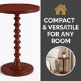thumbnail image 3 of Ergode Round Accent Table – Red Pedestal Side Table with Turned Base – Compact & Stylish End Table for Living Room or Bedroom, 3 of 7