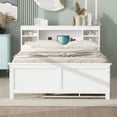 thumbnail image 4 of Bellemave Full Size Captain Bed with Storage Bookcase Headboard and USB Charging Ports Storage Platform Bed with Trundle and Drawers Wooden Bed Frame for Teens, Adult (Full, White), 4 of 10