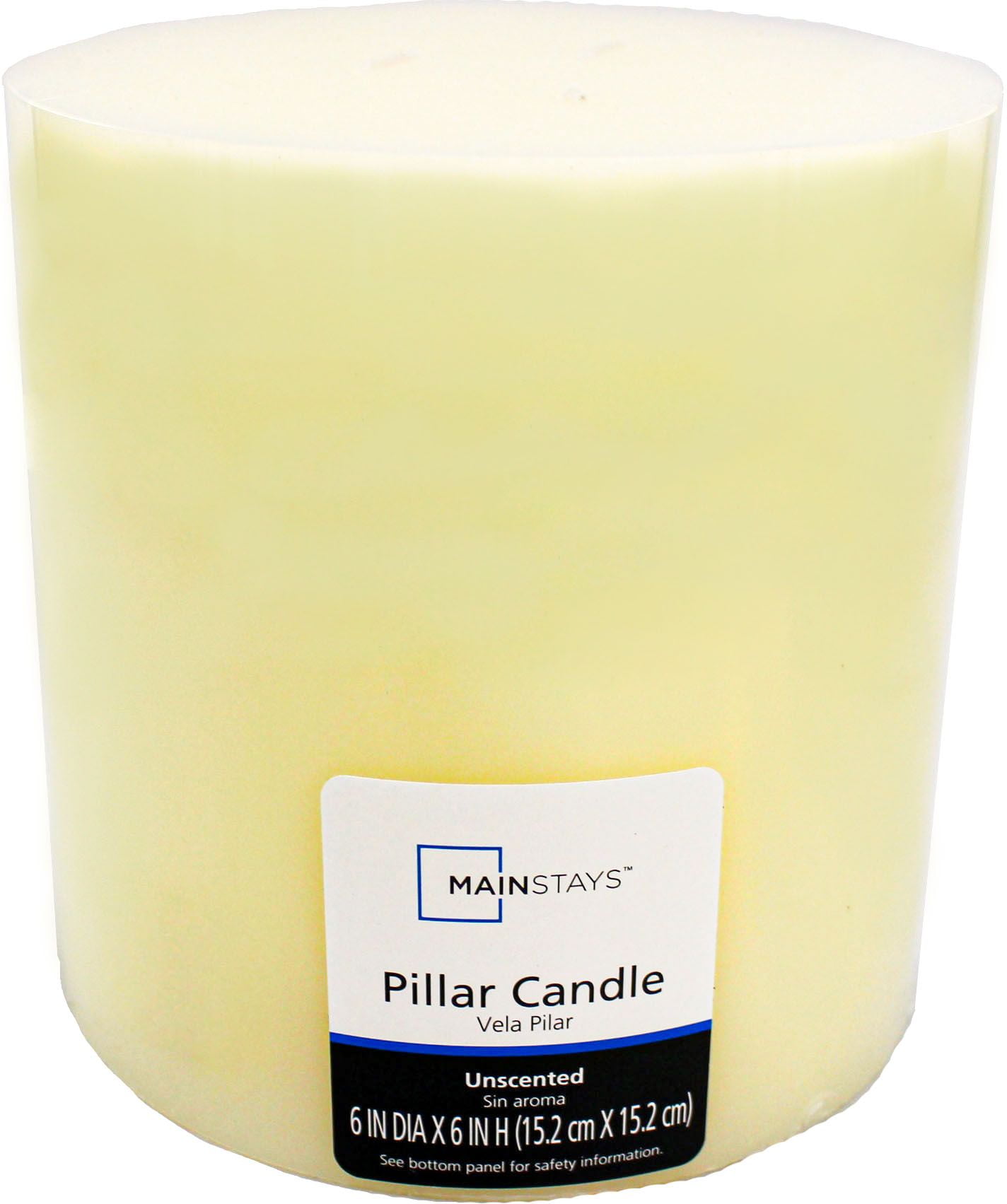 Mainstays Unscented Pillar Candle, 6x6 inches, Ivory (3wick) Walmart