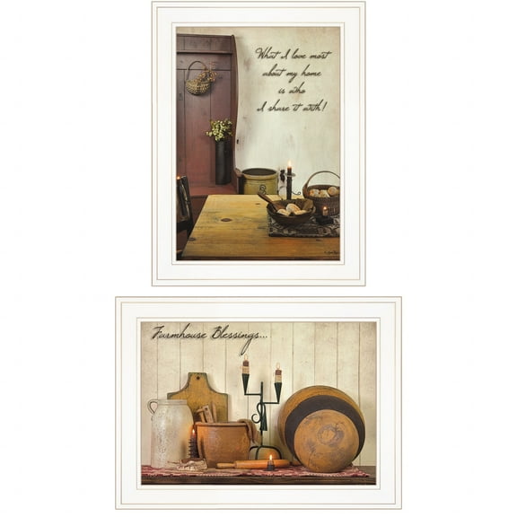 HomeRoots 15 x 19 x 1 in. What I Love Most 1 White Framed Print Kitchen Wall Art - Set of 2