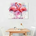thumbnail image 3 of COMIO  Flamingos Canvas Wall Art Decor, Funny Two Pink Flamingos Kiss and Hug Watercolor Art Picture Paintings for Bathroom Living room Kids Room Kindergarten Modern Home Walls Decoration, 3 of 5