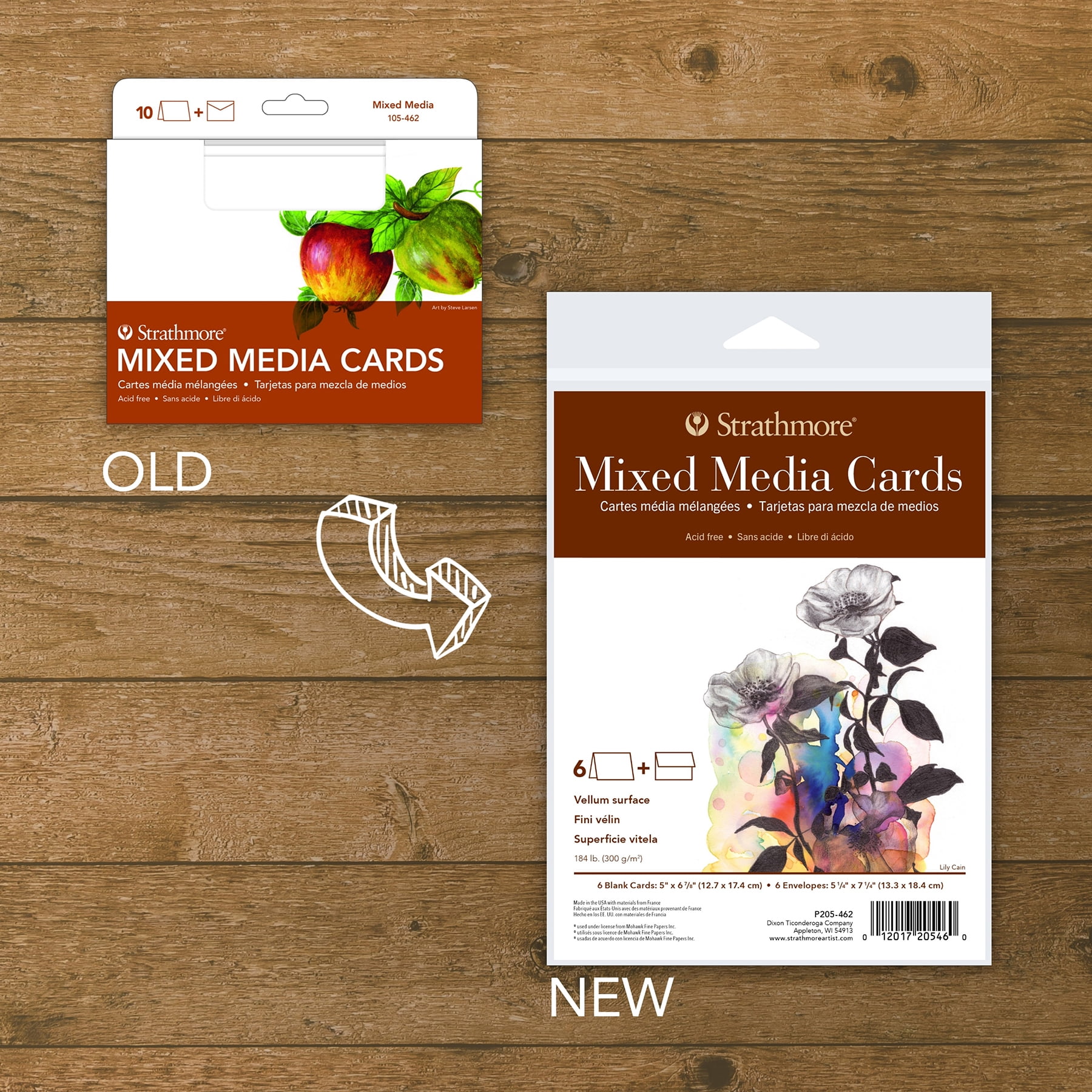 Strathmore 400 Series Mixed Media Cards & Envelopes, Full Size, 5x6.875 inch, 6 Per Pack, 3 Packs
