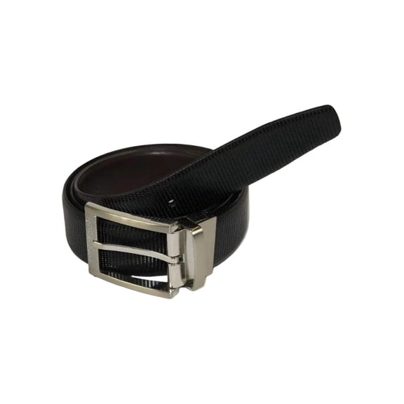 Mens VALENTINI Textured Leather Belt Classic Pin Buckle Reversible sw68 Black