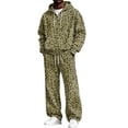 thumbnail image 3 of Solthread Mens Tracksuit 2 Piece Leopard Print Cheetah Print Hoodie and Wide Leg Pants Casual Outfit Sets, 3 of 6