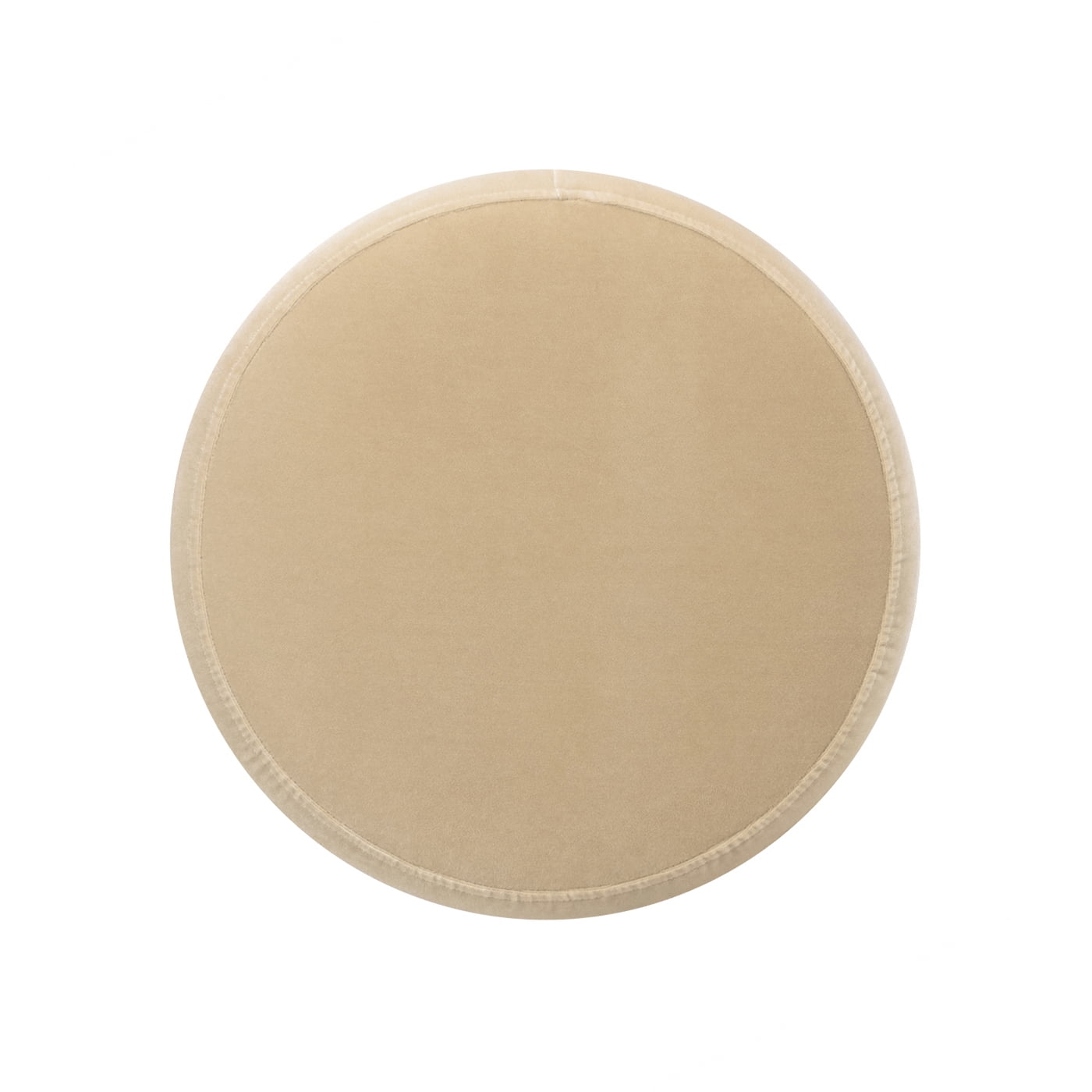 Jennifer Taylor Home Edward 17.5" Round Upholstered Ottoman with Bullion Fringe, Fawn Brown Performance Velvet