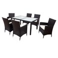 thumbnail image 4 of YYAo 7-Person Dining Table Set with Tempered Glass Top, Patio Chair Dining Room Set with Beige Cushions, 4 of 16