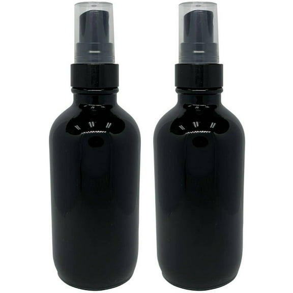 2oz Black Glass Bottles with Black Mist Sprayers for Essential Oils - Pack of 2
