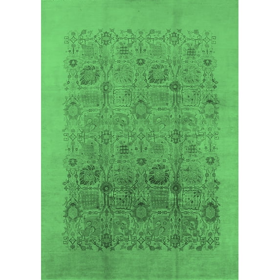 Ahgly Company Indoor Rectangle Oriental Emerald Green Industrial Area Rugs, 4' x 6'