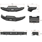 Vijay Compatible with 2007-2008-2009-2010-2011-2012-2013 Chevrolet Silverado 1500 Front and Rear Bumper with Winch Seat and Spotlights and D-Rings