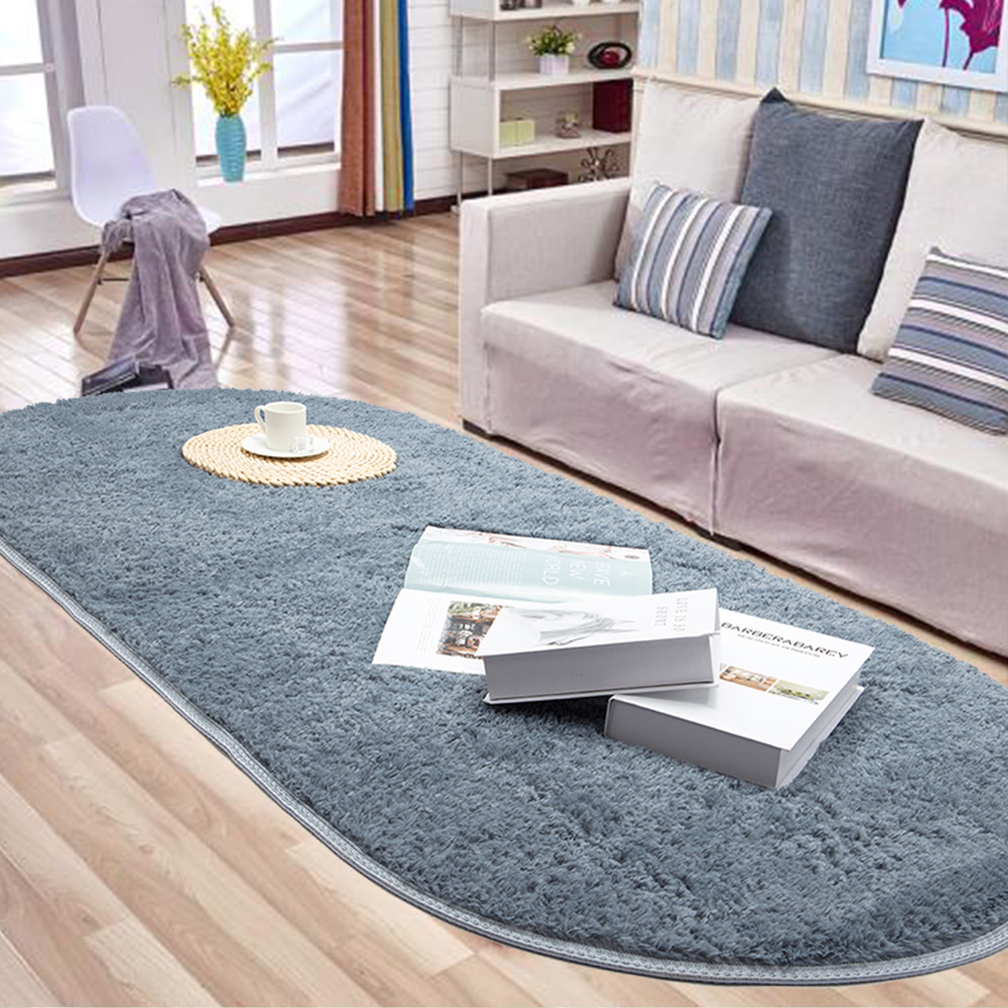 YouLoveIt 31"x65" Soft Fluffy Area Rugs Oval Plush Shaggy Rugs Fluffy