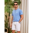 thumbnail image 4 of Camisa Henley Gleam Ledra para hombre, manga corta, algodón, azul claro, 4 of 8