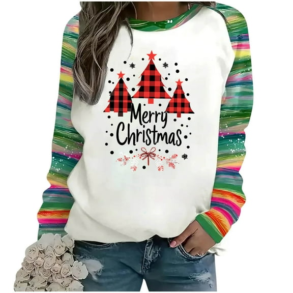 Fall Saving Talove Long Sleeve Shirts for Women Graphic Printed Sweatshirt Women Fall Clothes Loose Tunic Tops Casual 2025 Womens Tops Casual Cotton Christmas Shirts