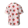 thumbnail image 2 of Vsdgher Strawberry Floral Print Men's Wrinkle Free Untucked Cuban Shirt Business Casual Button Down Shirts Short Sleeve Shirt, 2 of 7
