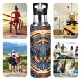 thumbnail image 7 of Yayeee 20oz Insulated Water Bottle Double Wall Stainless Steel with Flip Straw Lid, Blue Geometric Eagle, 7 of 7